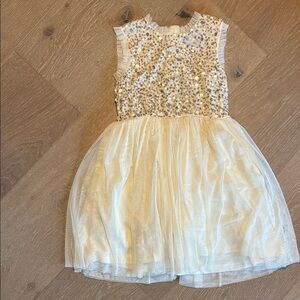 Sparkling Sequin Kids Dress in Cream